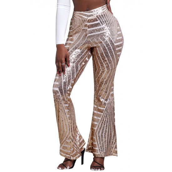 Apricot Sequin Wide Leg Pants