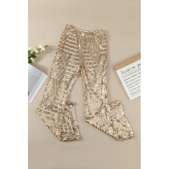 Apricot Sequin Wide Leg Pants