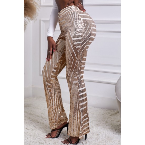 Apricot Sequin Wide Leg Pants