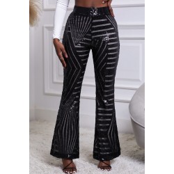 Black Sequin Wide Leg Pants