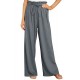 Gray Casual High Rise Paperbag Waist Wide Leg Pants