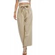 Khaki Casual High Rise Paperbag Waist Wide Leg Pants