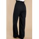 Black Casual High Rise Paperbag Waist Wide Leg Pants