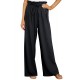 Black Casual High Rise Paperbag Waist Wide Leg Pants