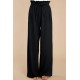 Black Casual High Rise Paperbag Waist Wide Leg Pants