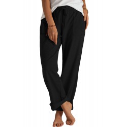 Black Loose Drawstring Waist Knit Pants with Pockets