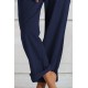 Blue Khaki Loose Drawstring Waist Knit Pants with Pockets