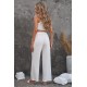 White Elastic Waist Pocketed Wide Leg Pants