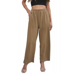 Elastic Waist Pocketed Wide Leg Pants