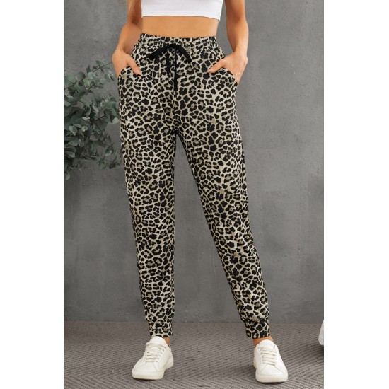 Leopard Print High Waist Slim-fit Pants