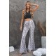 Snakeskin Print Wide Legs Pants