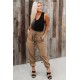 Khaki Elastic Waist Jogger Pants with Pocket