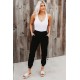 Black Elastic Waist Jogger Pants with Pocket