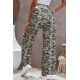 Camouflage Print Drawstring Waist Wide Leg Pants