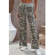 Camouflage Print Drawstring Waist Wide Leg Pants