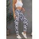 Drawstring Elastic Waist Cow Print Pants