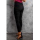 Black Buttons Skinny Pants with Slits