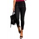 Black Buttons Skinny Pants with Slits