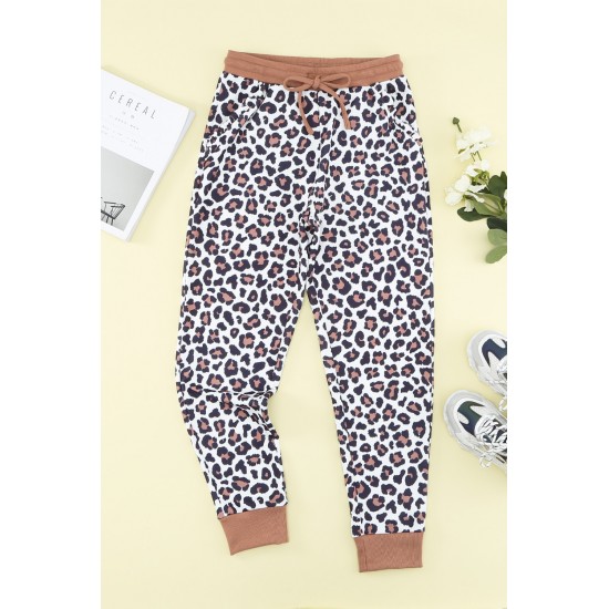 Leopard Print Elastic Waist Jogger Pants