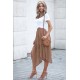 Brown Fashion Print Side Slit Pleated Maxi Skirt