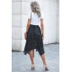 Black Fashion Print Side Slit Pleated Maxi Skirt