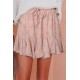 Apricot Ruffled Floral Mini Skirt