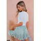 Blue Ruffled Floral Mini Skirt