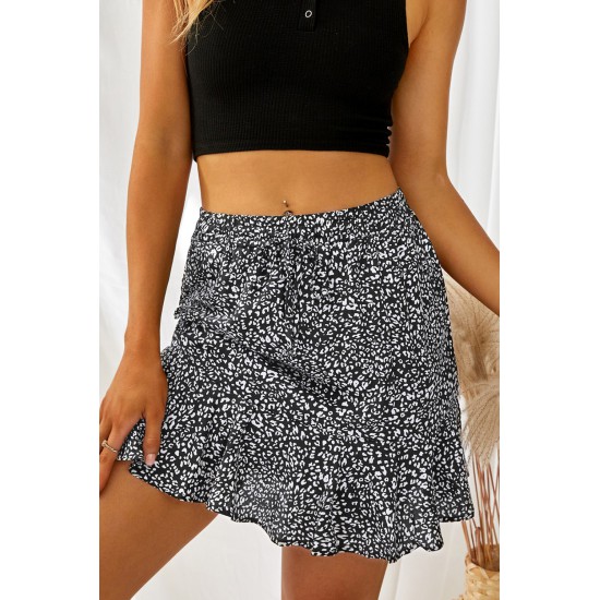 Black Animal Print Mini Skirt