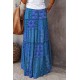 Tiered Paisley Print Pocketed Maxi Skirt