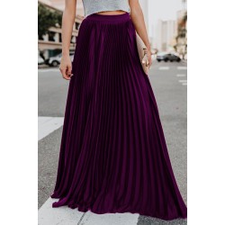 Purple High Waisted Pleated Maxi Skirt