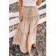 Smocked Ruffled Tiered Spots High Waist Maxi Skirt