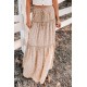 Smocked Ruffled Tiered Spots High Waist Maxi Skirt