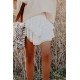 White Solid Color High Waist Tiered Crochet Ruffle Mini Skirt