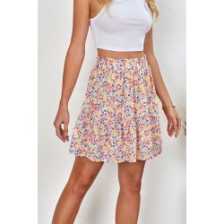 Floral Print Elastic Waist Skirt