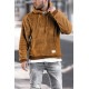 Brown 1/4 Zip Fleece Men's Hoodie with Pocket