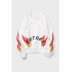 White Letters Flame Print Crew Neck Men's Graphic Sweatshirt