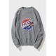 Gray Graphic Letter Print Crew Neck Men's Pullover Sweatshirt