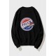 Black Graphic Letter Print Crew Neck Men's Pullover Sweatshirt