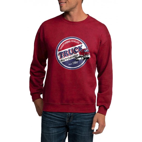 Red Graphic Letter Print Crew Neck Men's Pullover Sweatshirt