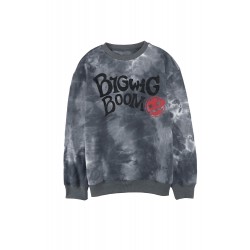 Tie-dyed Letter Print Crew Neck Men's Graphic Sweatshirt