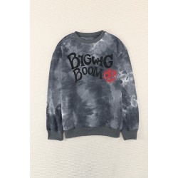 Tie-dyed Letter Print Crew Neck Men's Graphic Sweatshirt