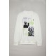 White Letter Pattern Print Crew Neck Men's Graphic Sweatshirt