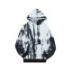 White Tie-dyed Print Kangaroo Pocket Men's Hoodie