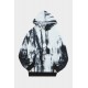 White Tie-dyed Print Kangaroo Pocket Men's Hoodie