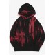 Red Tie-dyed Print Kangaroo Pocket Men's Hoodie