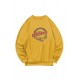 Yellow Crew Neck Spaceship Graphic Men's Pullover Sweatshirt