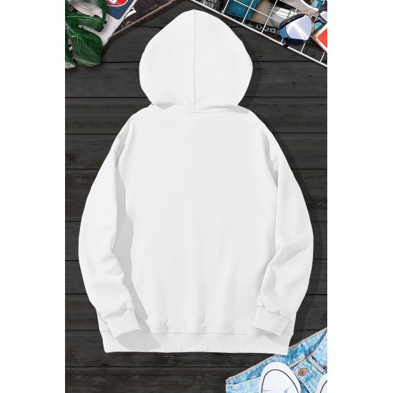 White Letter Print Men's Hoodie with Kangaroo Pocket