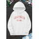 White Letter Print Men's Hoodie with Kangaroo Pocket