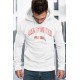 White Letter Print Men's Hoodie with Kangaroo Pocket