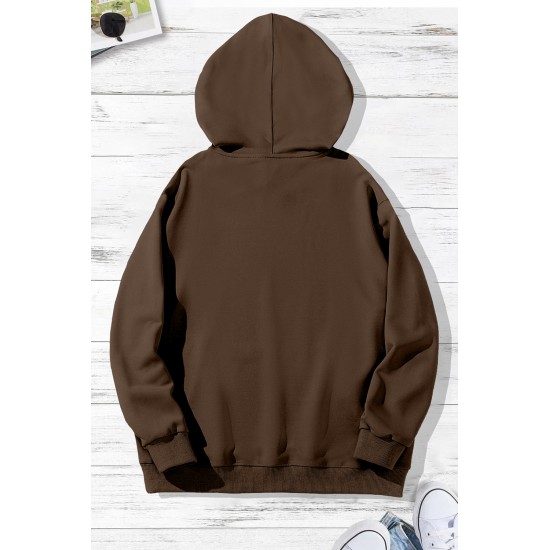 Brown Letter Print Men's Hoodie with Kangaroo Pocket